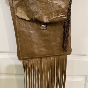 Brown Fringe Leather Crossbody Bag
